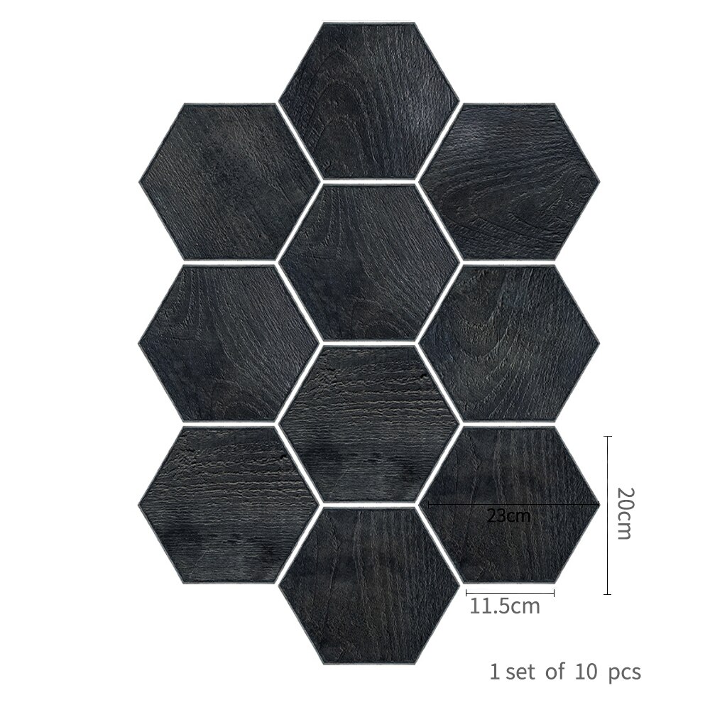 Funlife®Pegatinas de suelo gruesas hexagonales antideslizantes de madera oscura, película mate para decoración del hogar, pegatina de suelo impermeable para baño y cocina