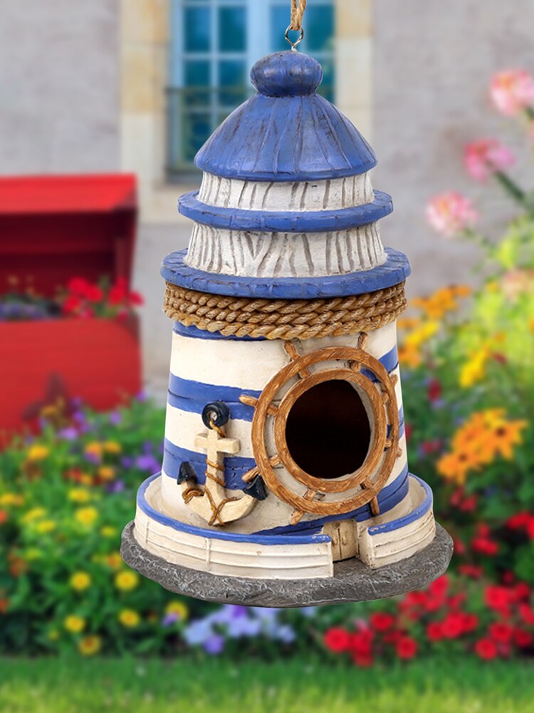 Bird House Bird Box Resin Bird House Garden Decor Bird House Hanging Bird Nesting Hut Resin Decoration