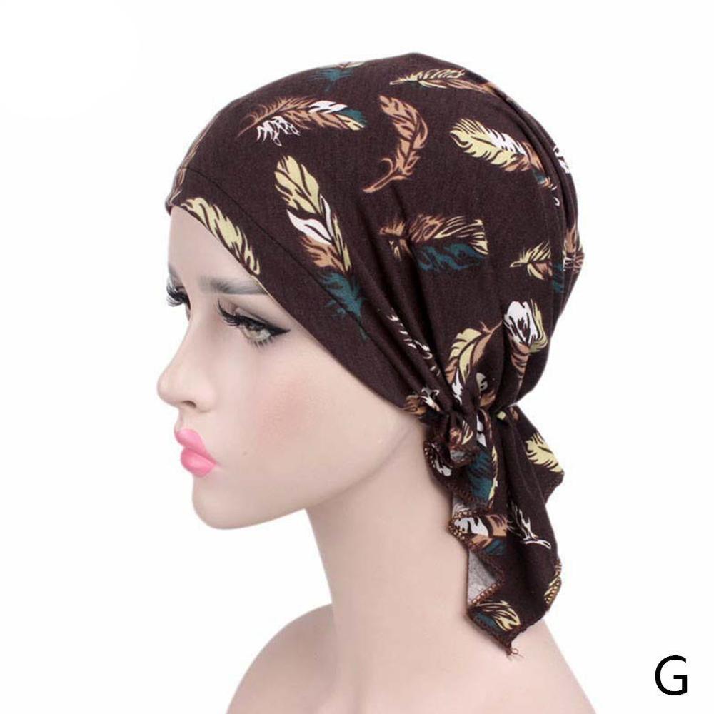 Mujeres imprimir India Hat musulmán, volante cáncer gorro de lana para quimio turbante gorro envolvente sombreros con estampados de leopardo accesorios de mujer: G