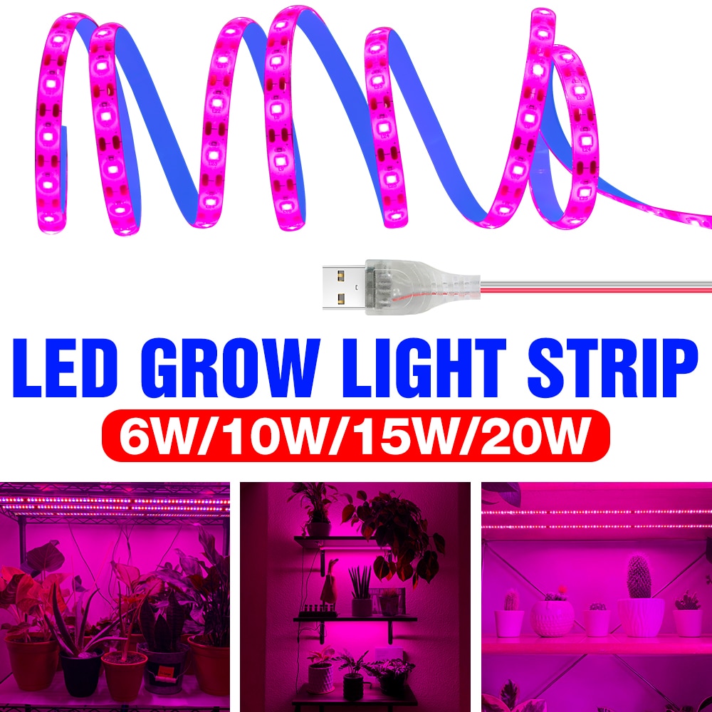 Led Volledige Spectrum Plant Lamp 5V Usb Licht Groeien Strip 0.5M 1M 2Mm 3M Kas hydrocultuur Voor Bloem Zaden Groei Verlichting 2835