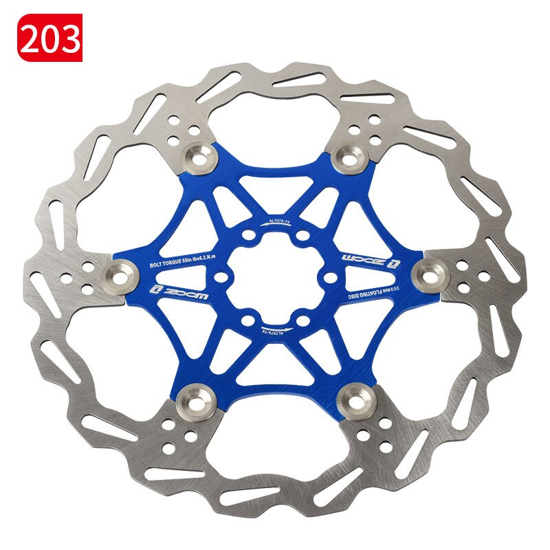Zoom Bicycle Disc Brake MTB Brake Float Floating Disc Rotors 160mm 180mm 203mm Hydraulic Brake Pads Float Rotors Bicycle Parts: blue 203mm