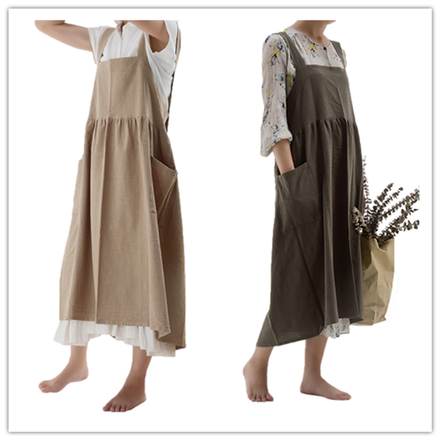 AA Adults Apron, Solid Color Adjustable Sleeveless Housekeeping Apron Cooking Accessories