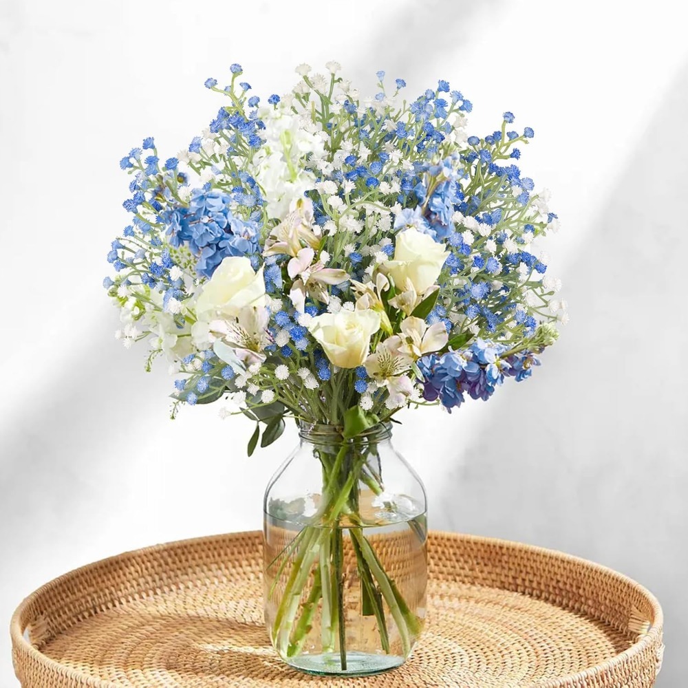 Ramo de flores de estrellas de cielo Artificial de 52cm, azul y blanca, decoración navideña para el hogar, accesorios de fotografía, planta, decoración de boda