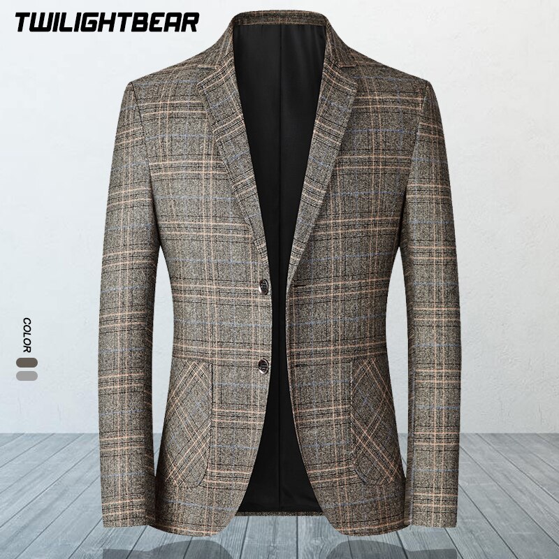 Veste de costume pour homme, Blazer fin, style anglais, à carreaux, style Business décontracté, pour mariage, BSX103