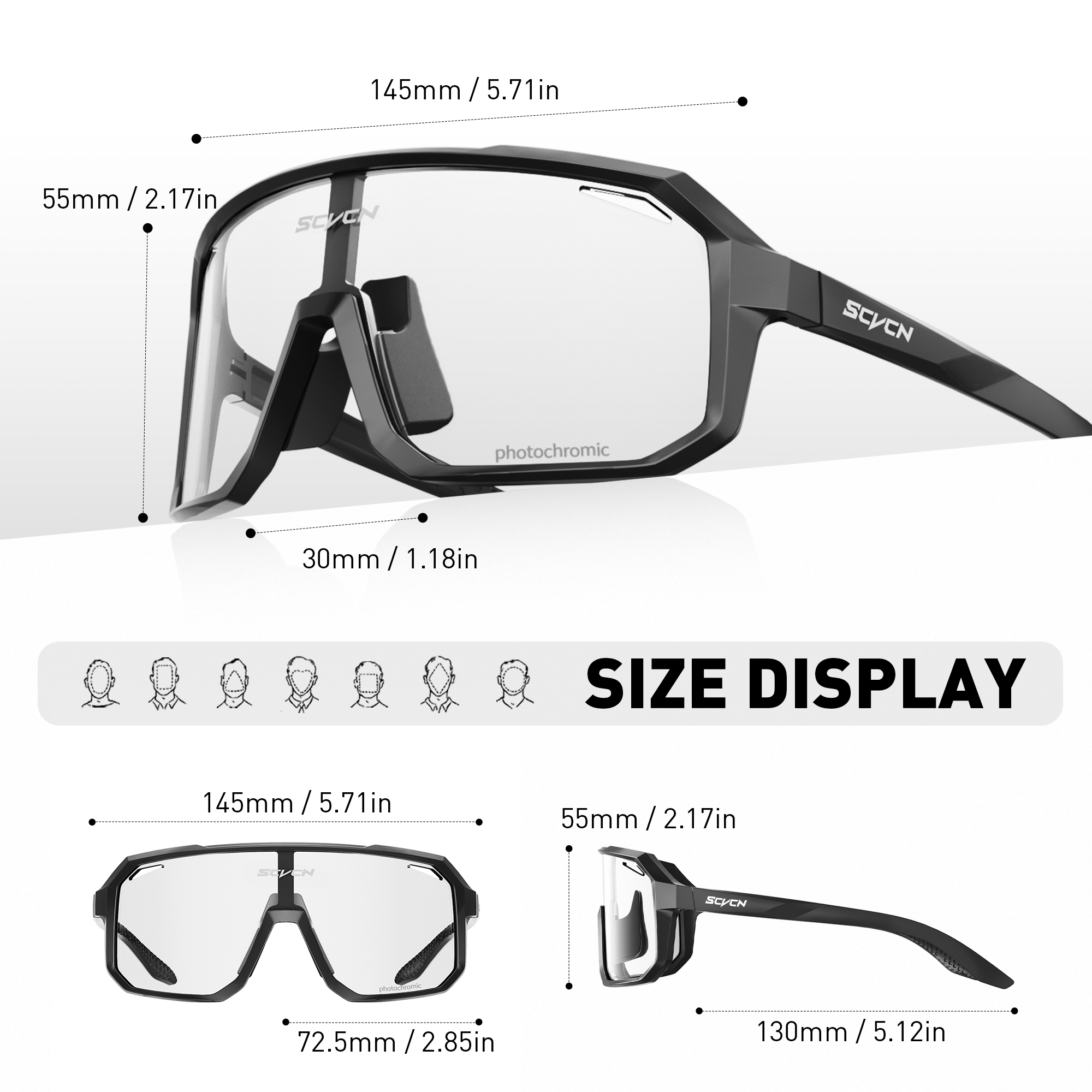 SCVCN gafas de sol fotocromáticas para ciclismo para hombre, gafas deportivas para ciclismo de montaña, gafas UV400 para mujer, gafas para conducir en bicicleta