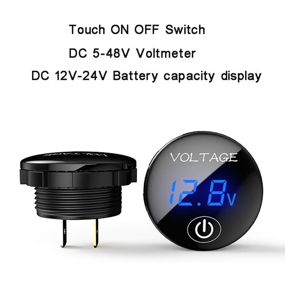 Som bil digitalt voltmeter batterikapacitet display spændingsmåler med touch on off kontakt til motorcykel  dc 5v- 48v led panel