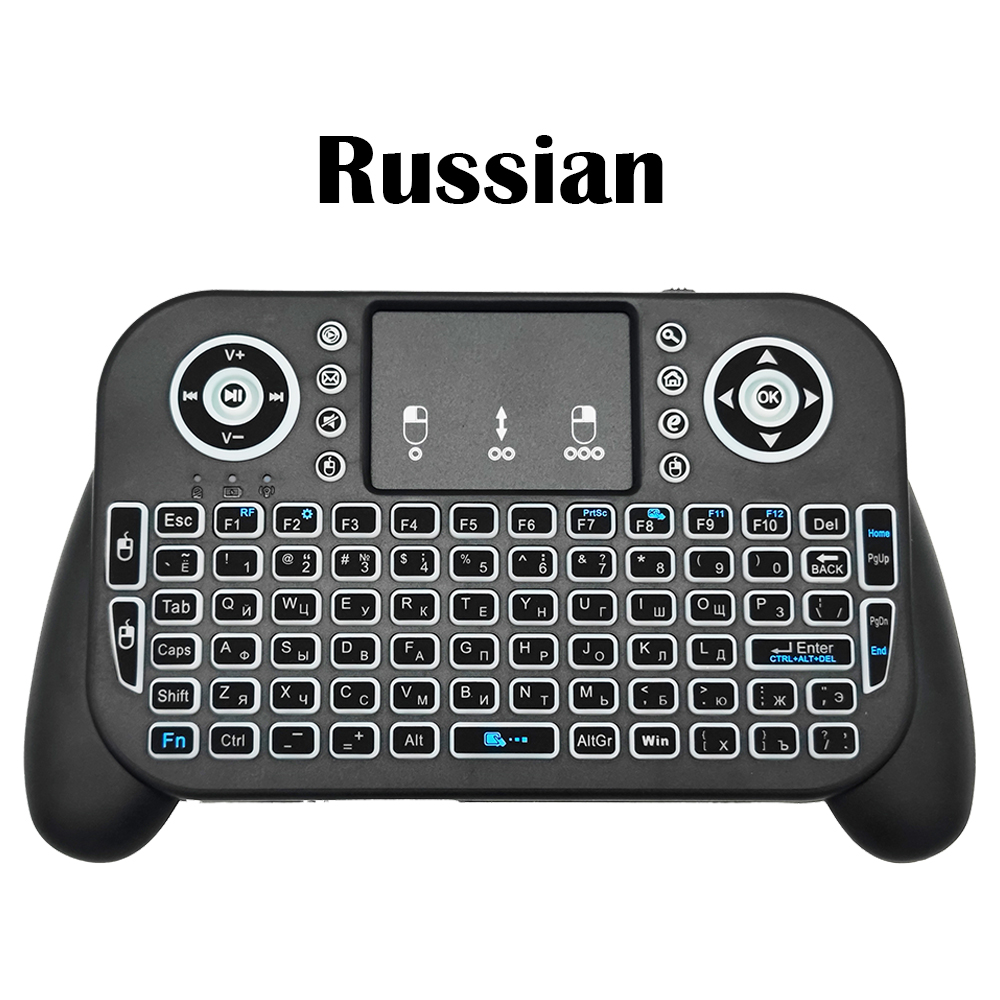 Mini Draadloos Toetsenbord V8 7 Achtergrondverlichting 2.4G Bluetooth Luchtmuis Afstandsbediening Touchpad Voor Android Tv Box: WHITE / Blauwe schakelaar