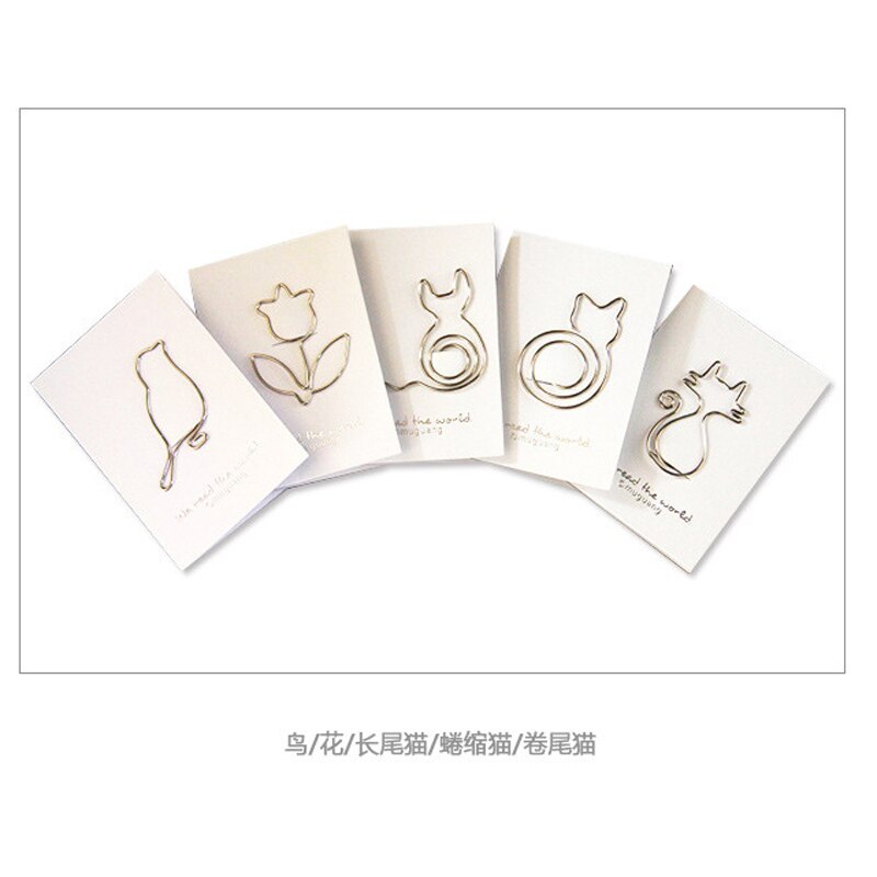 5Pcs/pack And Funny Interesting Cartoon Animal Five Style Shape Paper Clips For Office School Metal Clips