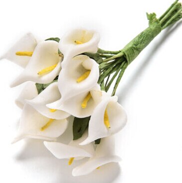 12 blomster / flok kunstige blomster calla lilje brude bryllup boligindretning buket hoved pe ægte berøring kunstig blomst: Hvid