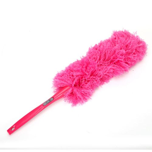 Soft Microfiber Cleaning Duster Dust Cleaner Handle Feather Static Anti Magic Household Cleaning Tools: rose red