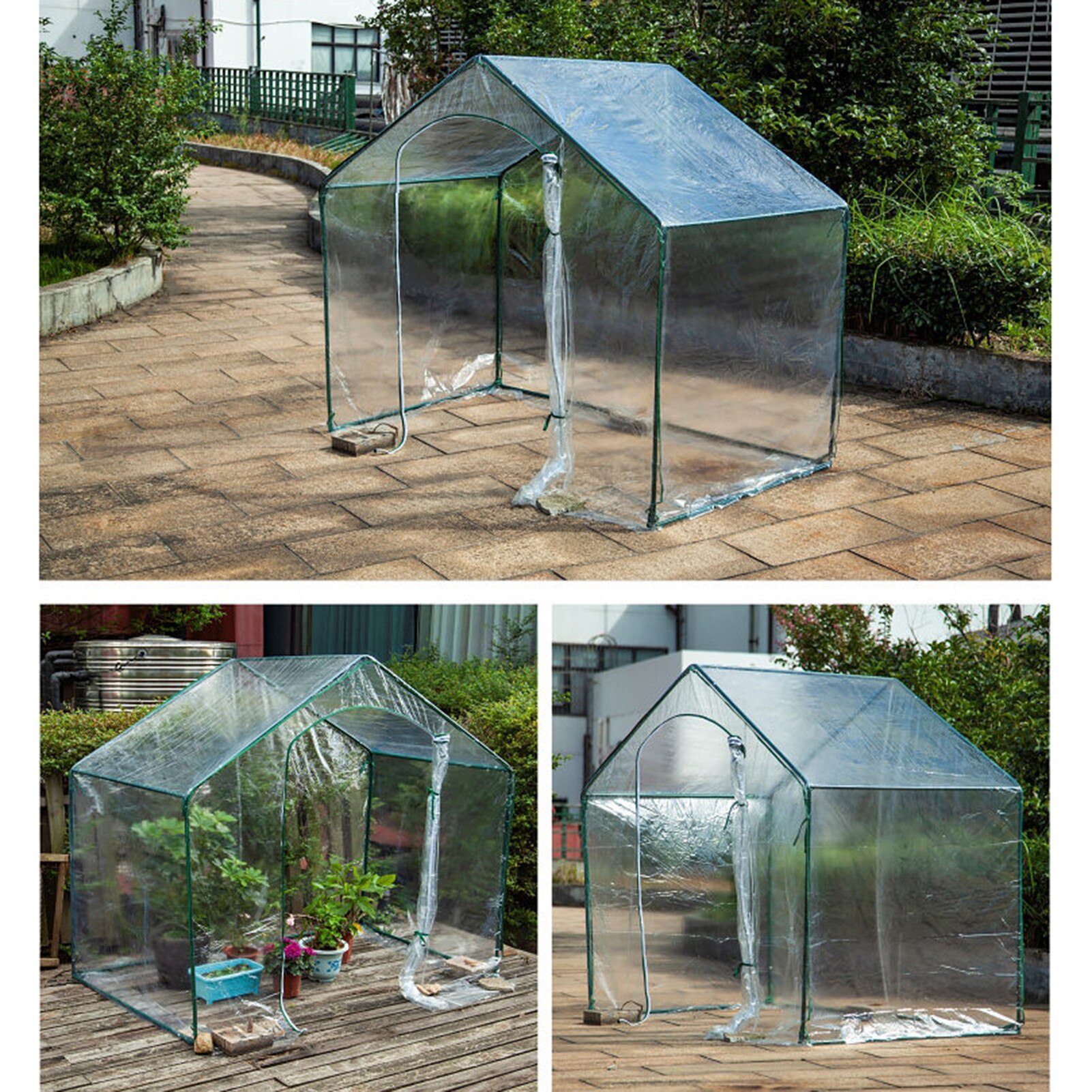 Home Plant Flowers Cover PVC Greenhouse Cover Waterproof Anti-UV Gardening Protect Plants Flower Strawberry (without Iron Stand)