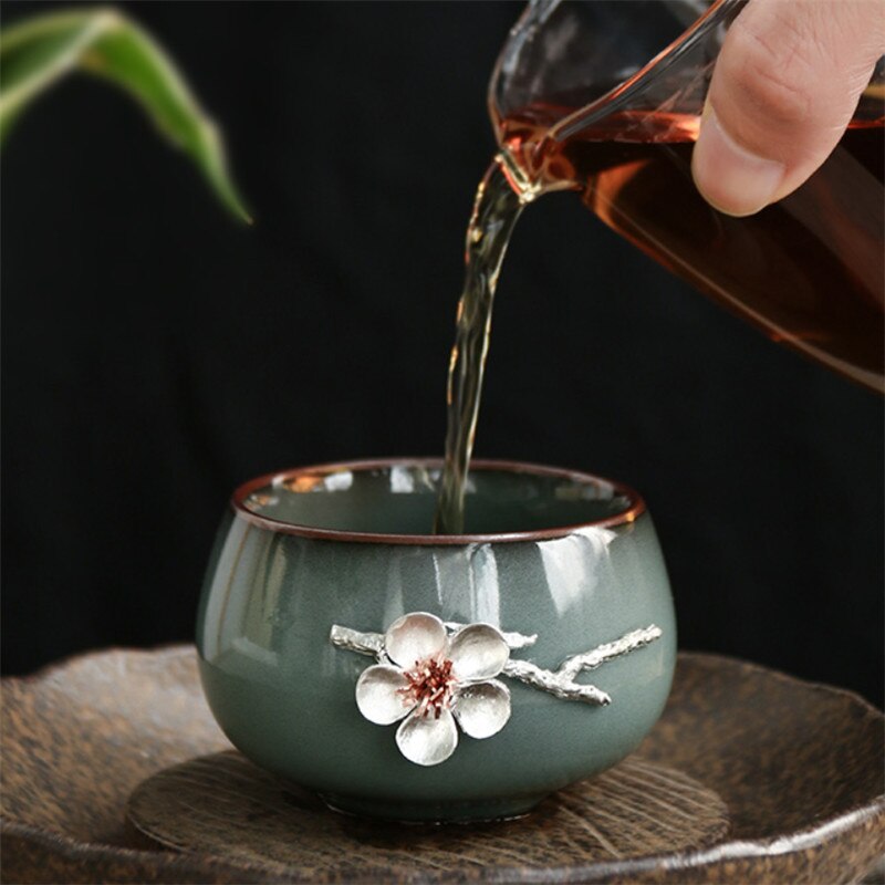 Cerâmica ru forno mestre copo criativo porcelana artesanal 3d estanho flor escritório chá conjunto drinkware