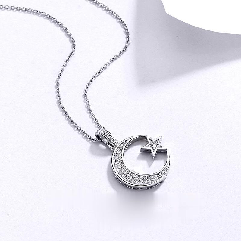 Sodrov collana con ciondolo a forma di luna e stella in argento Sterling 925 per gioielli da donna in argento