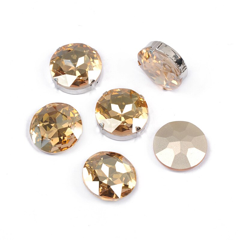 Diamantes de imitación de cristal dorados para coser en ropa, joyería, diamantes de imitación