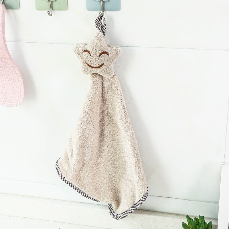Cartoon Glimlach Handdoek Kinderen Microfiber Hand Droge Handdoek Voor Zachte Pluche Stof Absorberende Hangen Handdoek Keuken Badkamer Gebruik: WHITE
