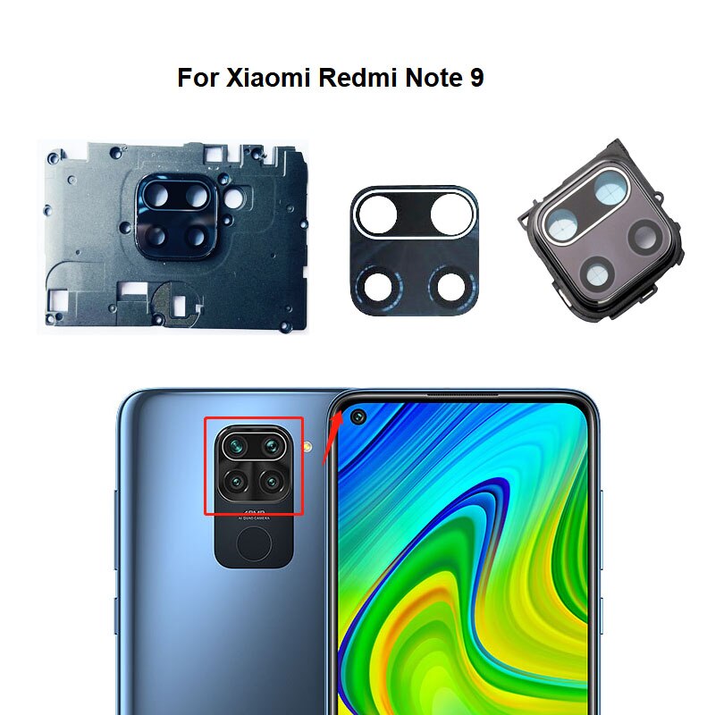 Lentille de caméra arrière pour Xiaomi Redmi Note 9 PRO 9S, verre de caméra arrière avec cadre, autocollant adhésif