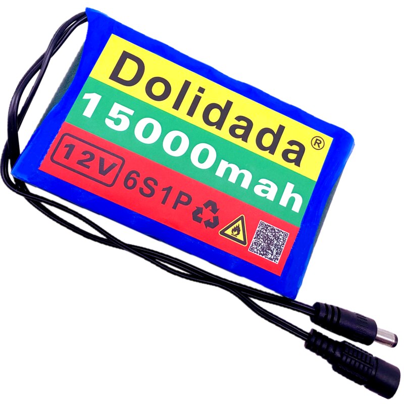 Super-batería recargable portátil de 12V y 15000mah, batería de iones de litio con capacidad de CC de 12,6 v y 15Ah, Monitor de cámara CCTV y cargador