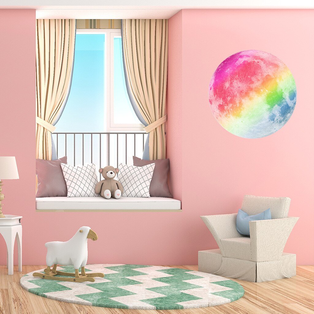 20cm Luminous Moon 3D Wall Sticker for Kids Room Bedroom Decoration Home Decals Glowing Wall Sticke Glowing Wallpaper J99Store