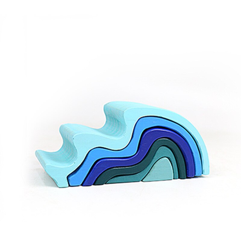 Arcobaleno di legno Blocchi di Legno Blocchi di accatastamento giocattoli grimms arcobaleno di Legno Blocchi di Costruzione arcobaleno Colorato capretti Dei Bambini Educational Toy: 14