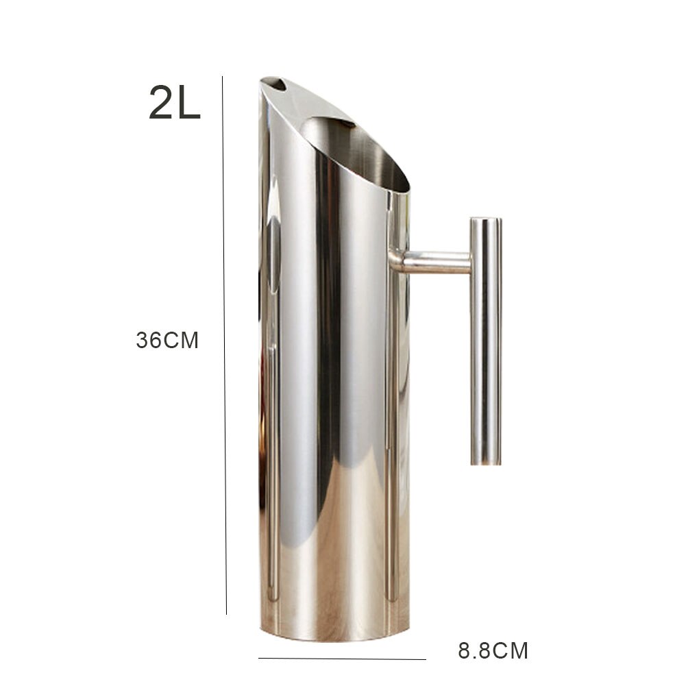 1L Straight Frozen Drinking Beverage Pitcher Ice-resistant Juice Beer Coffee Jug Kettle Stainless Steel Water Pot: 2L