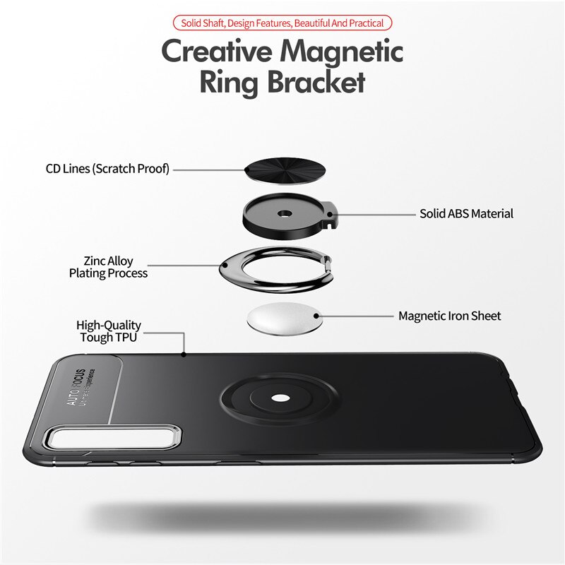 Coque arrière avec anneau de doigt pour Samsung Galaxy A7 , A750, SM-A750F, A750F