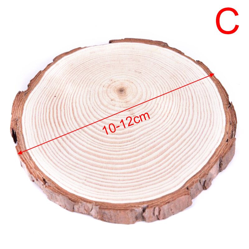 8-16CM 1pc Natural Round Unfinished Wood Slices Circles With Tree Bark Log Discs DIY Crafts Wedding Party Painting: C