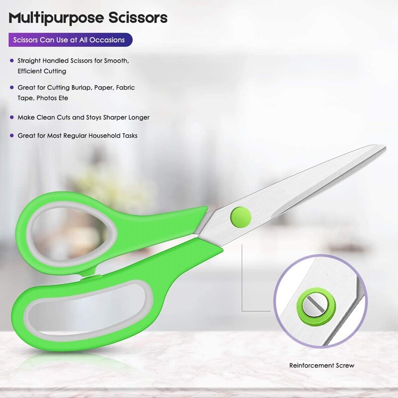 20Pcs 8Inch Multipurpose Scissors, Soft Comfort-Grip Handles Stainless Steel Sharp Scissors for School Office Home