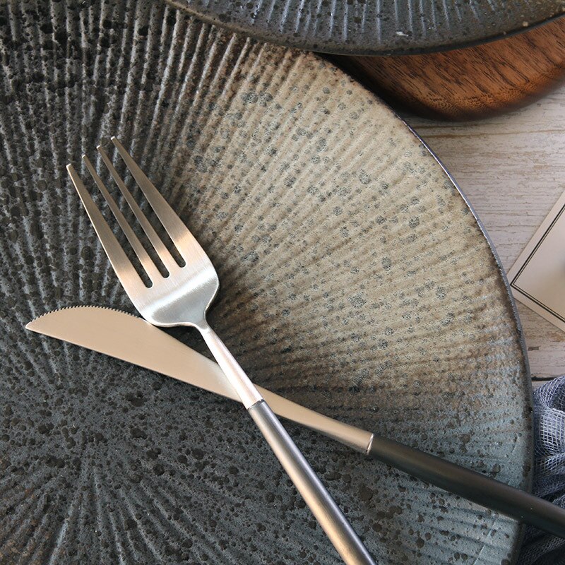 Louça cerâmica prato de jantar conjunto prato 8/10 Polegada porcelana bonito sobremesa louça listrado retro ocidental comida bandeja