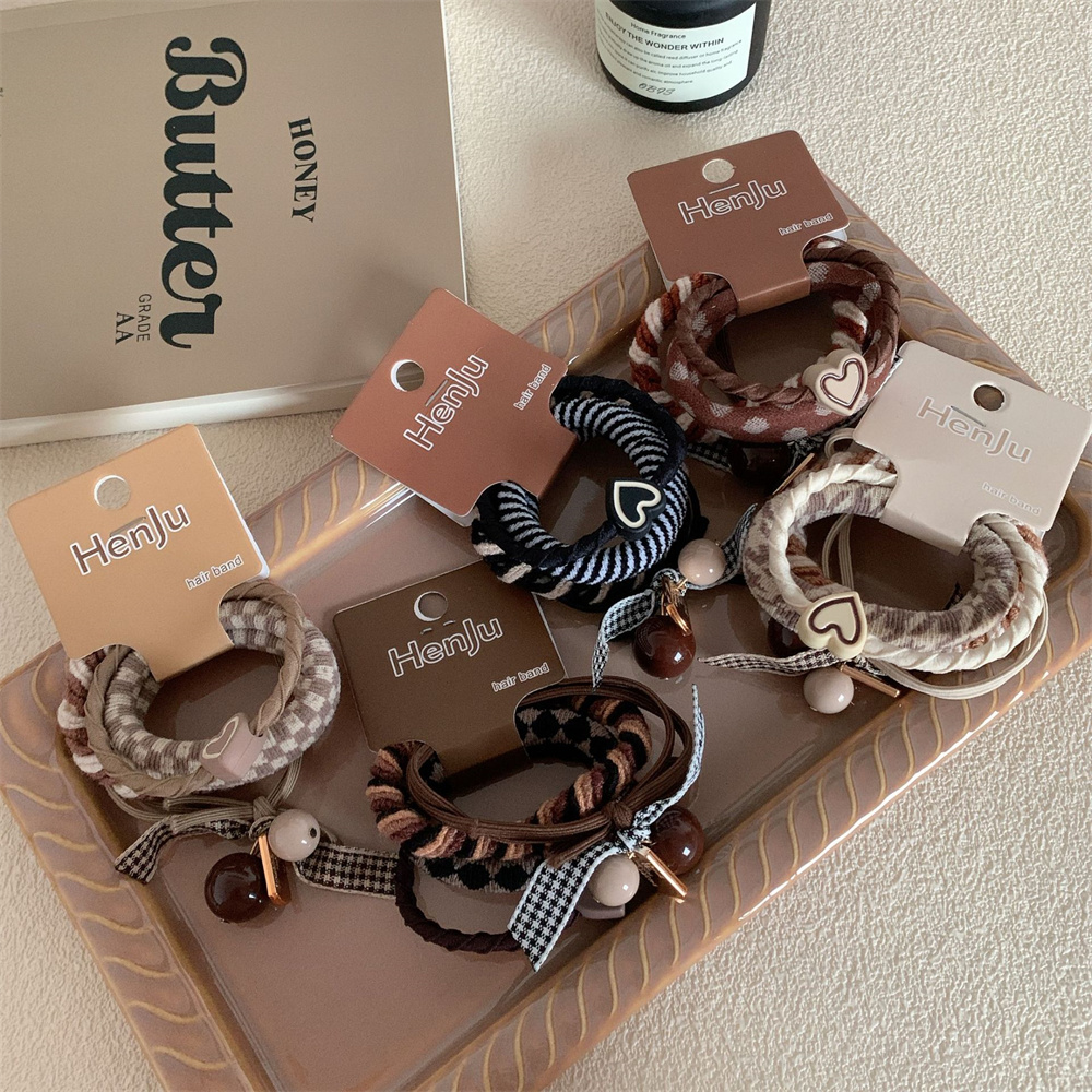 4 unids/set de cuerdas elásticas para el cabello a la , diadema Simple con forma de corazón para mujer, coleteros altos, banda de goma, accesorios para el cabello