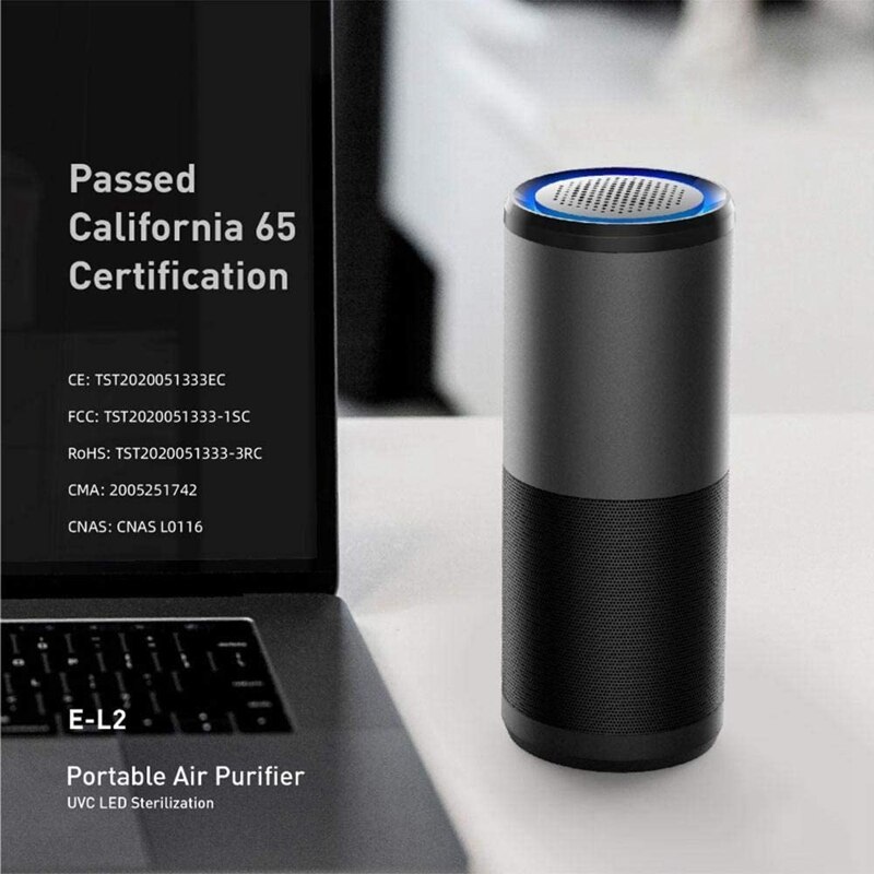 Tragbarer uv-luftreiniger fürs Auto, hepa-Filter, aromatherapie, tötet 99.9%  % der viren und bakterien ab, usb-anschluss, schwarz