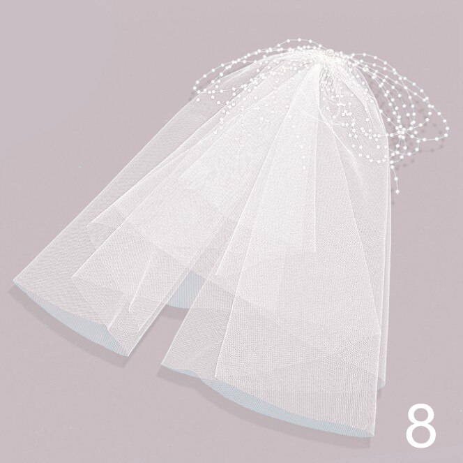 White Face Veils Bridal Big Bowknot Headband Net Birdcage Veil Charming Wedding Party Hair Accessories Fascinator: 8 length35cm