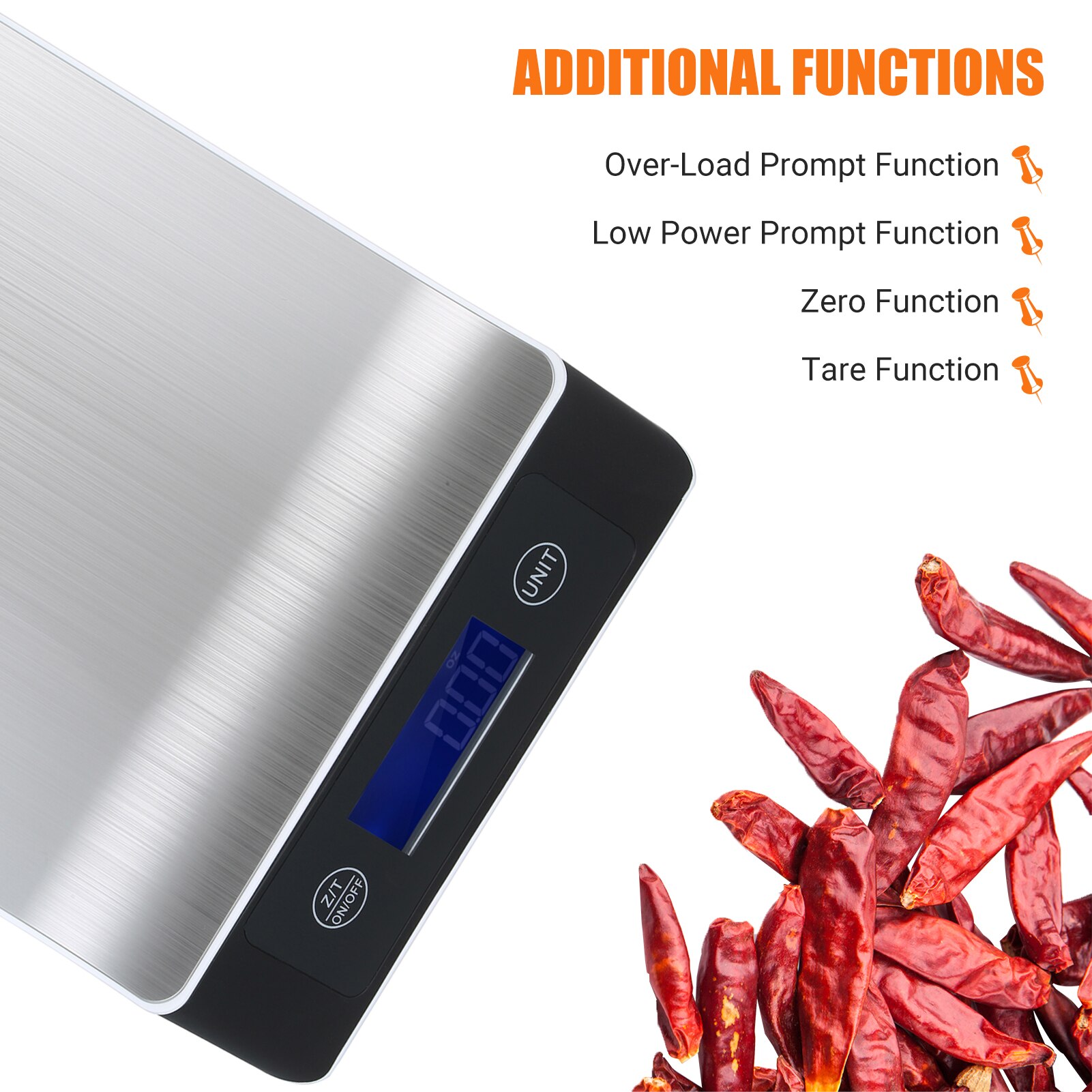 Electronic Scale High Precision Digital Scale with Waterproof Surface 5kg/1g LCD Display with Backlight Portable Kitchen Scale