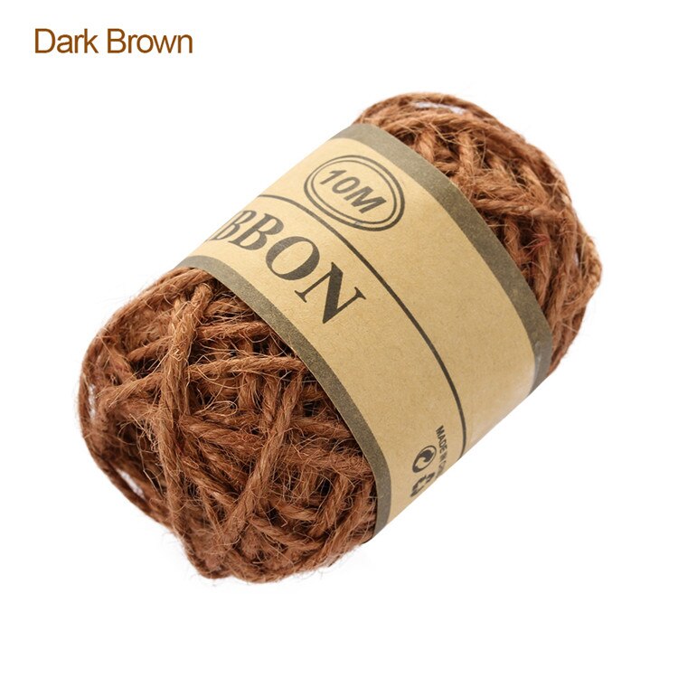 10m natuurlijke jute touw diy touw koord hennep touw 1mm rustieke verpakking touw bruiloft sticker huis textiel kleding decoratie: Donkerbruin