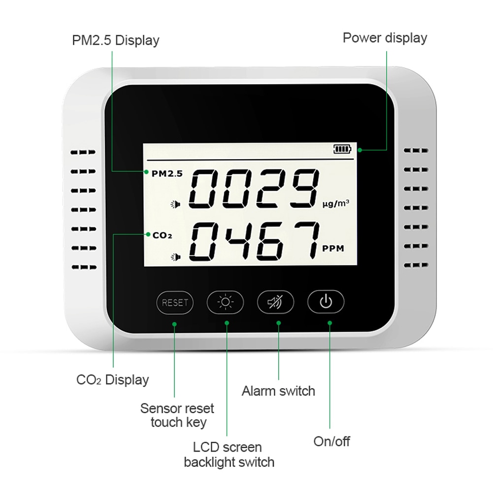 CO2 Meter Portable Digital CO2 Detector Multifunctional Formaldehyde Tester Air Monitor Air Analyzer co2 monitor