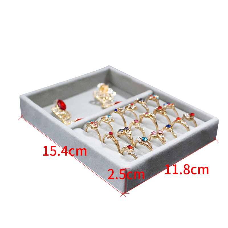 Velvet Jewelry Ring Display Organizer Case Tray Holder Necklace Earrings Bangle Storage Box Showcase Jewelry Stand Holder