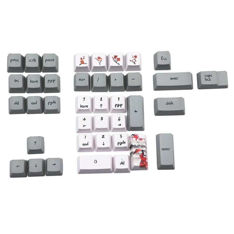 113 Keys PBT Keycap 5 Sides Dye-Sublimation Cherry Profile Key Cap Mechanical Keyboard Keycap Set Wangjiang Plum Blossom