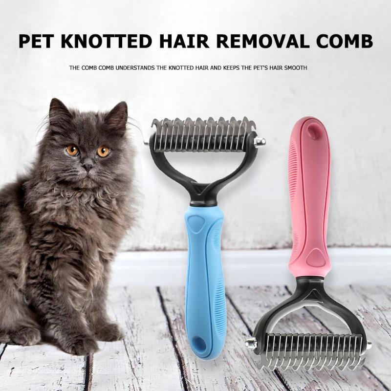 Peigne de coupe de noeud de fourrure pour animaux de compagnie enlever râteau toilettage brosse de perte râteau peigne pour chien chat cheveux outils de toilettage fournitures pour animaux de compagnie