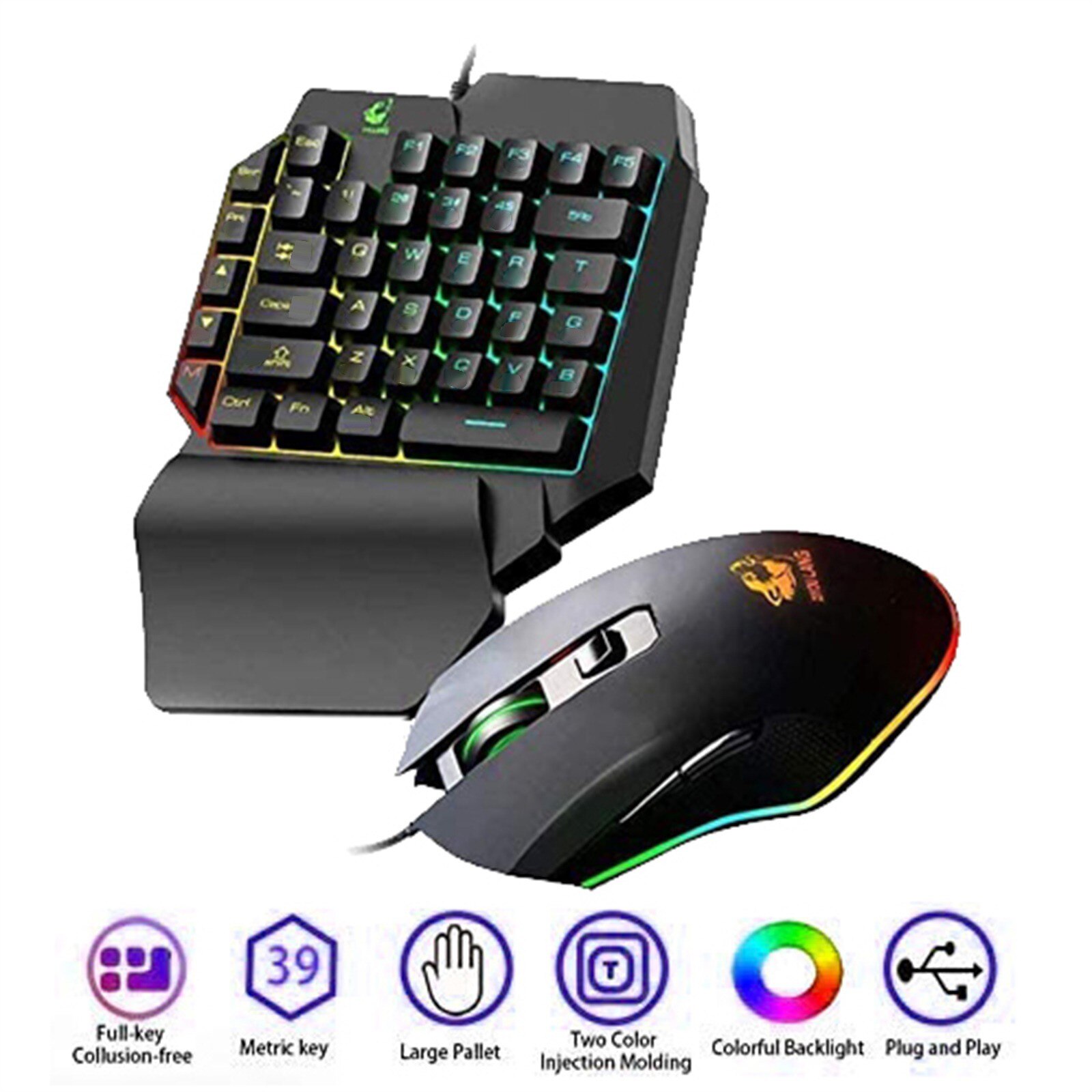 Gaming Keyboards Computer Mouse Gamer Sets LED 3200DPI USB Connection Pro gaming mouse For PC Laptop Wired Keyboards: Default Title