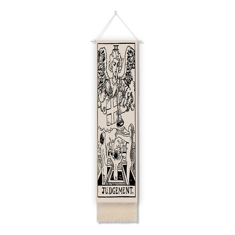 Tapiz de pared de Tarot de Luna nocturna, Mandala, decoración del hogar, imágenes colgantes de dormitorio, diagrama de eje de algodón y lino de macramé: GTTLP(105)