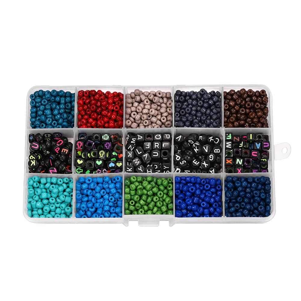 2020Pcs Mix Kleur Brief Kralen Sieraden Maken Benodigdheden Kit Kralen Draad Voor Armband Diy Oorbellen Maken Kit Sieraden Vinden: dark color