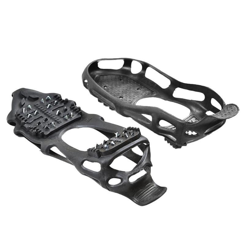 1 par de 24 dientes, calzado de hielo para pesca, nieve, tacos, crampones, invierno, escalada, Camping, antideslizante, senderismo, zapatos de nieve, cubierta de zapato