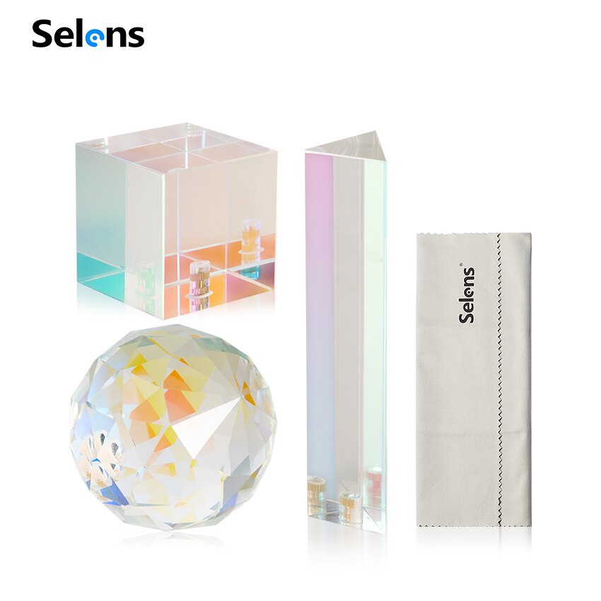 Selens Crystal Prism Stained Glass DIY Photography Studio Accessories Crystal Prism Ball With 1/4'' Screw Glass Magic Photo Ball: 4in1