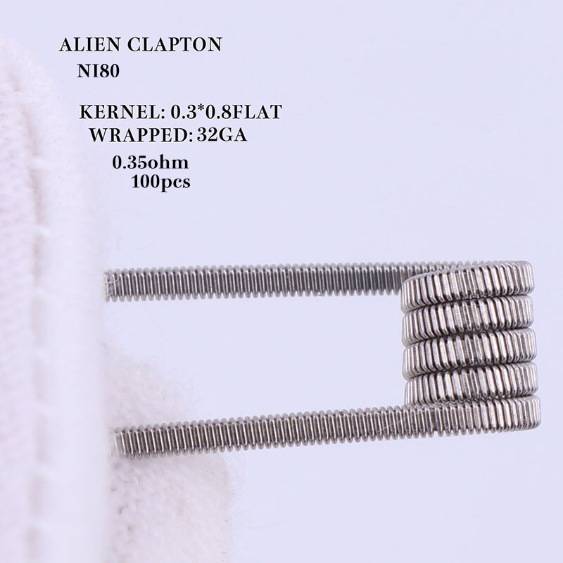 XFKM NI80 50/100 pcs twisted Fused Bijenkorf clapton coils premade wrap Alien Mix twisted Quad Tijger Verwarming Weerstand rda coil: alien-0.35-ni80-100