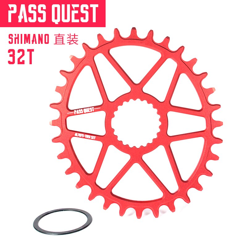 PASS QUEST oval bike Chainring 30/32/34/36/38/40T MTB Narrow Wide Bicycle Chainwheel for deore xt M7100 M8100 M9100 12S Crankset: oval 32T red