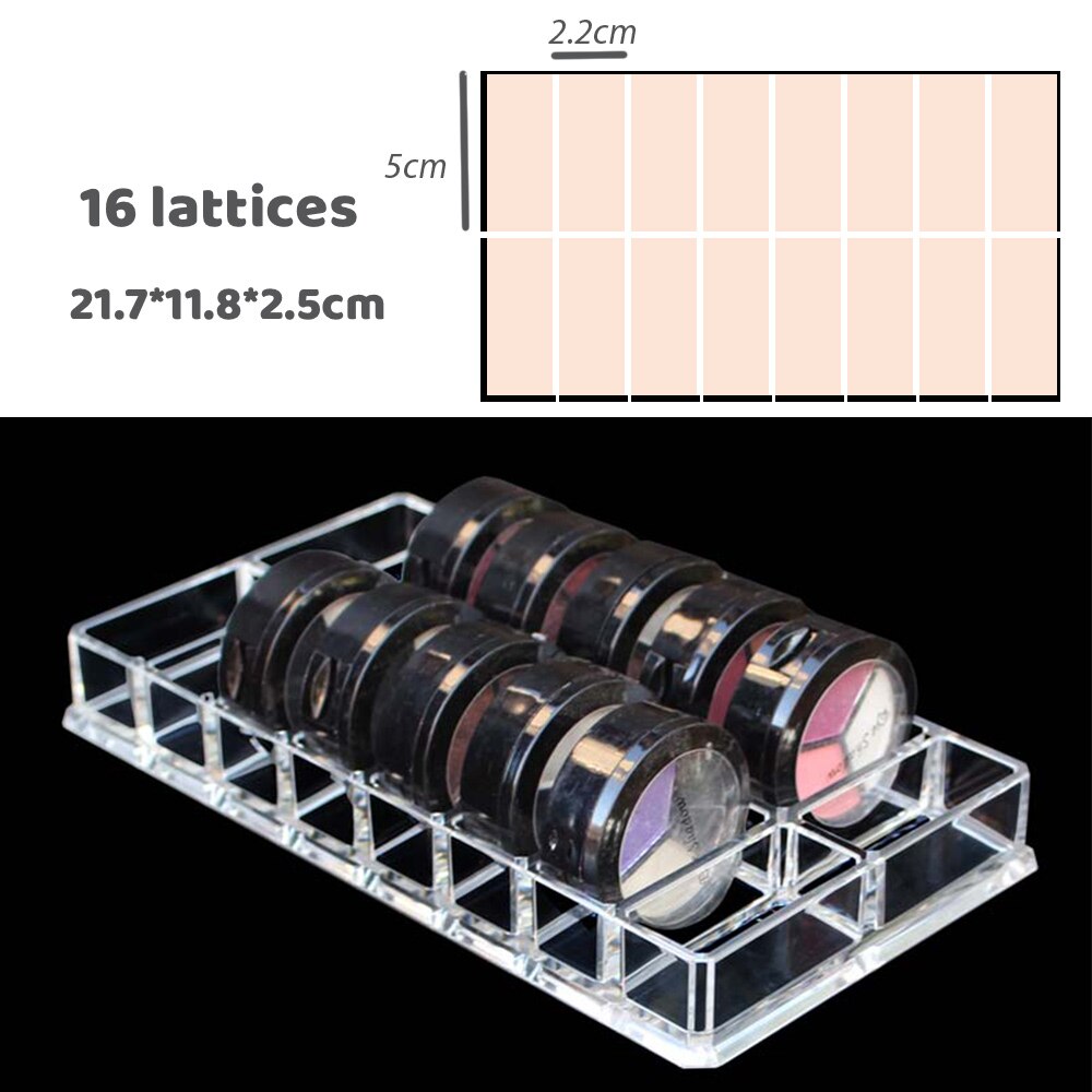 8 gratki akrylowy puder prasowany Organizer szminka regał magazynowy witryna na kosmetyki robić makijażu skrzynka uchwyt na błyszczyk wiele rozmiarów opcjonalnie: 8-2 lattices