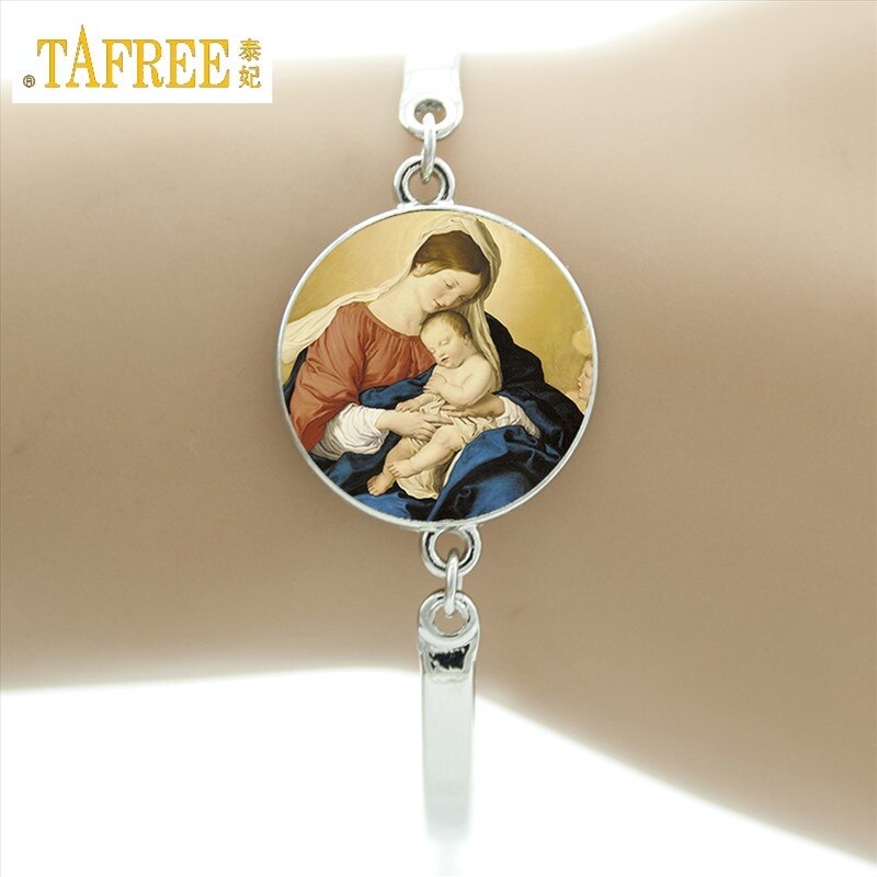 TAFREE marca nostra signora di glas bracciale vergine madre maria religiosa cattolica cupola di vetro braccialetto madonna gioielli con ciondoli D1010: VM27