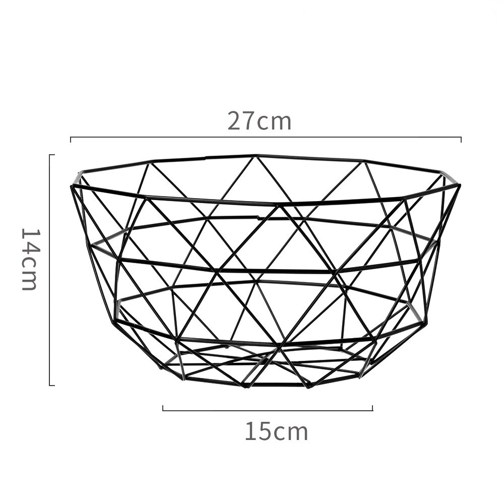 Køkkenkurv container skål metal wire kurv køkken afløbsstativ frugt grøntsag opbevaring holder snack bakke bord opbevaringsskål: B sort
