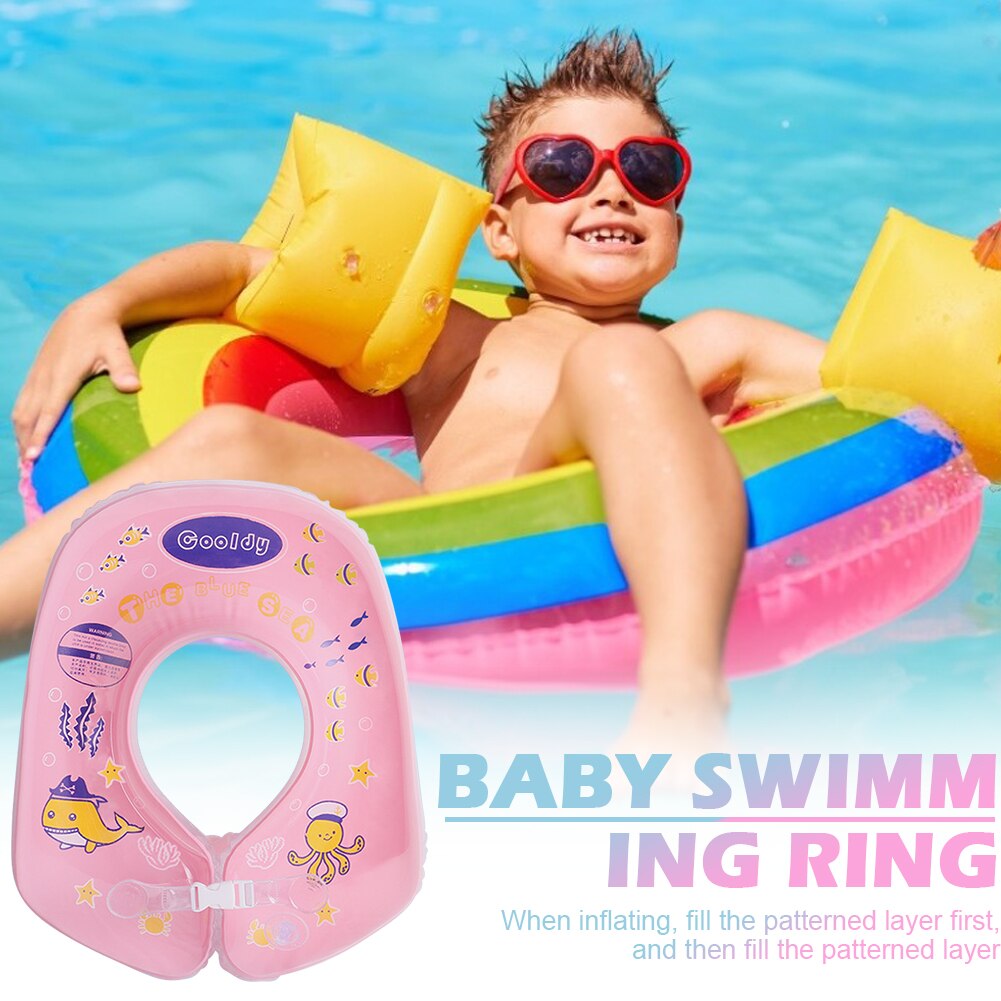 Anillo flotador inflable con estampado de dibujos animados para bebidas, bolsa de aire en capas para verano