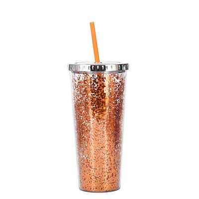Color Sequins Tumblers Cup Straw Cold Cup with Lid Cups with Lids and Straws Mug Plastic Straight Cup Water Cups: 9