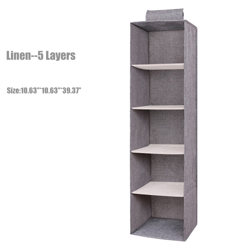 3/4/5 Layers Linen Closet Organizer Storage Foldable Fabric Bag Hanging Clothes Holder Clothes Home Classification Storage D30: Five Layers1